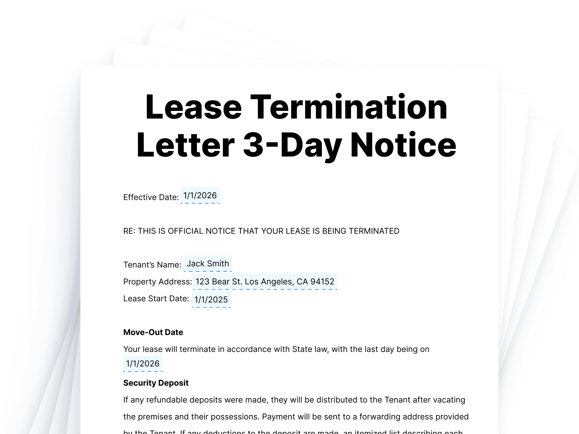 Lease Termination Letters 3-Day Notice Lease Termination Letters 3-Day Notice