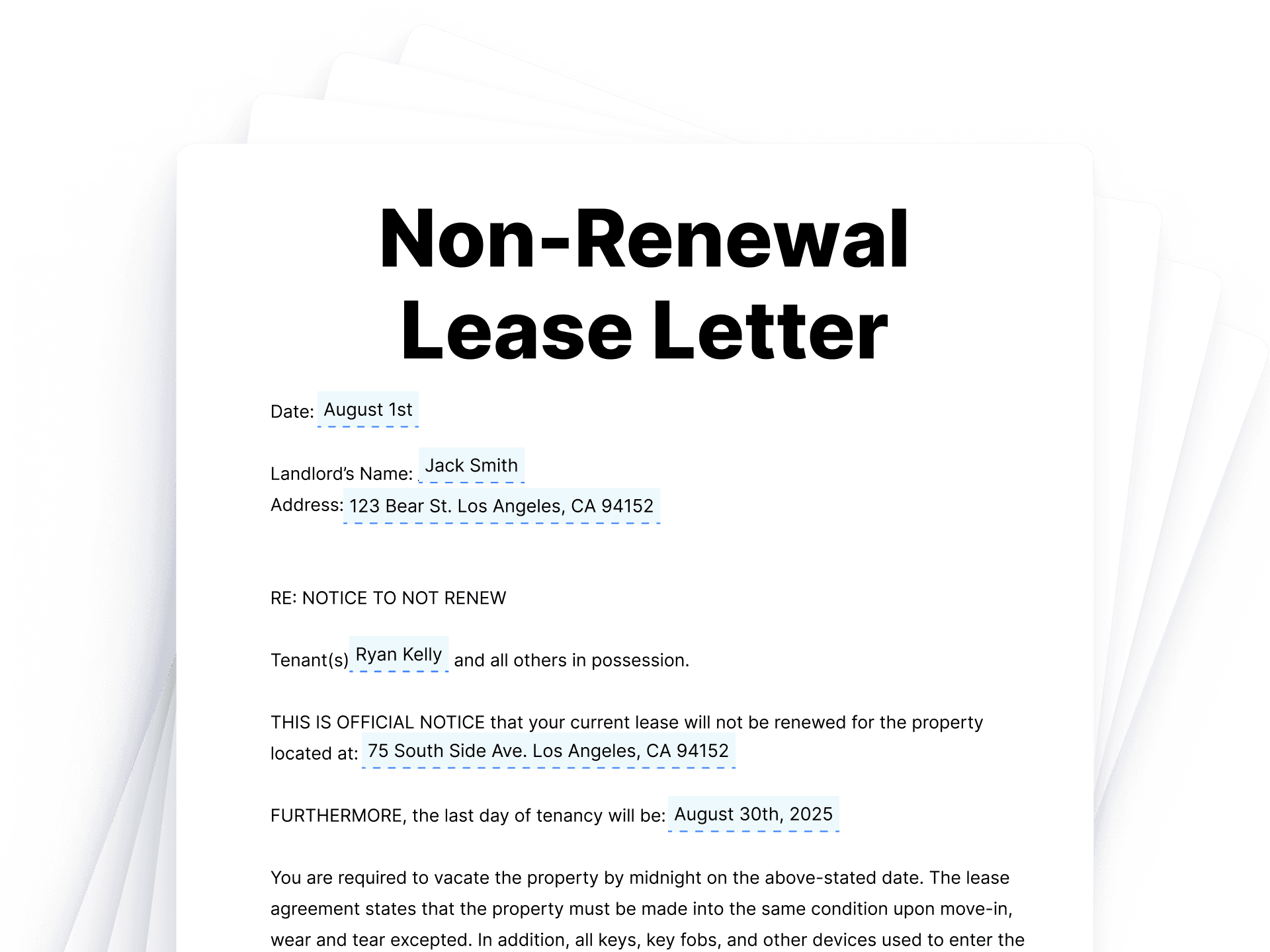 Non-Renewal Lease Letter Non-Renewal Lease Letter