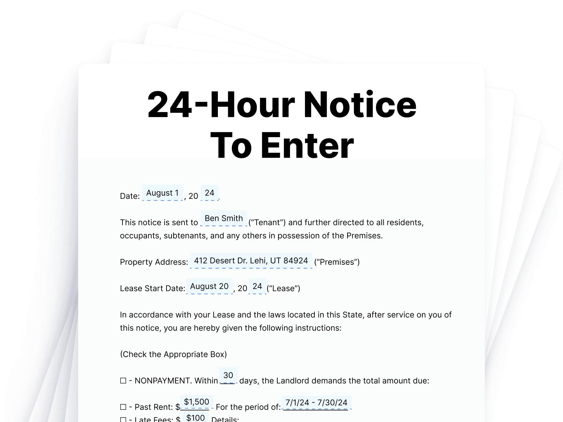 24-Hour Notice To Enter 24-Hour Notice To Enter