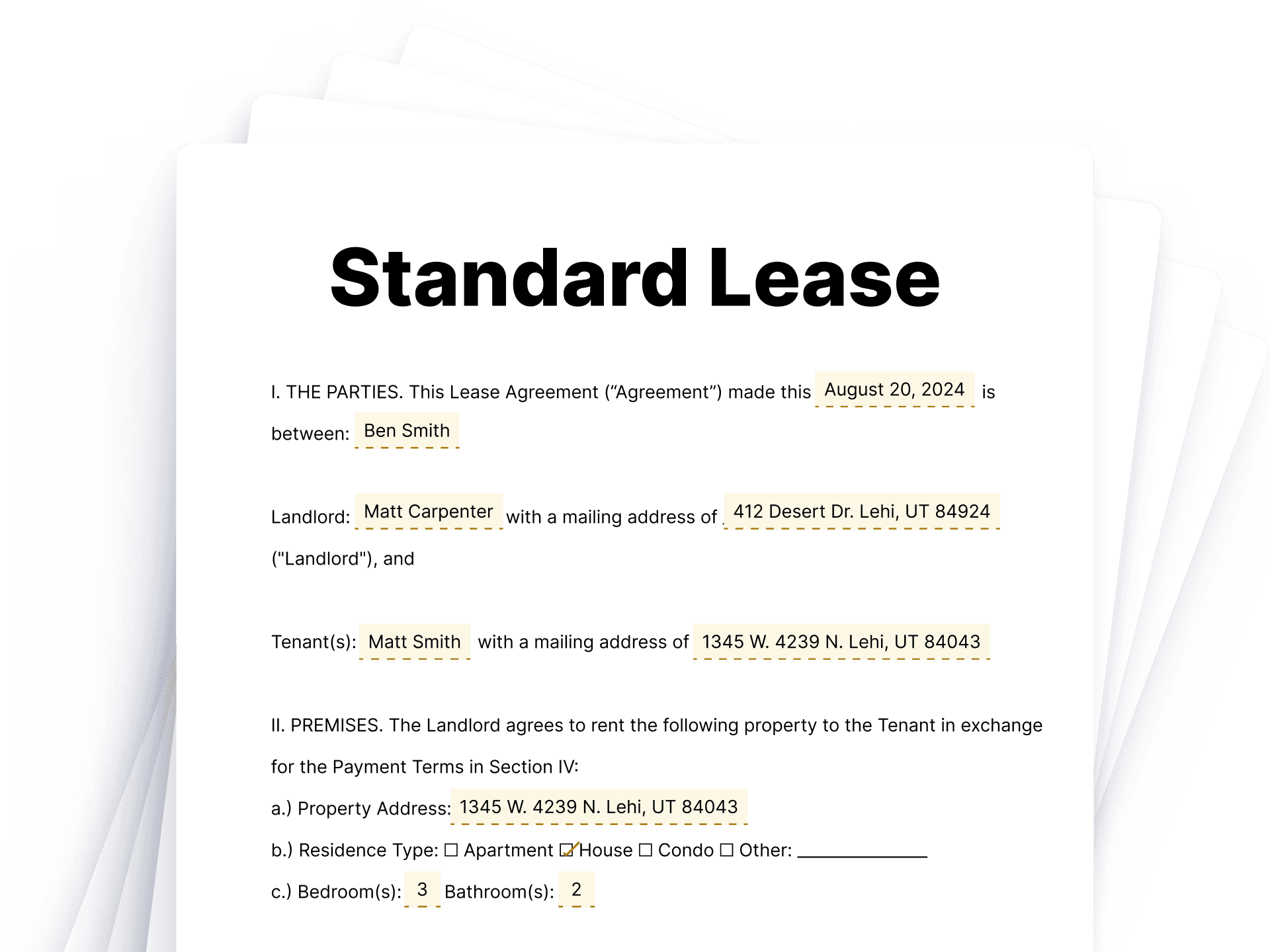 Standard Lease Standard Lease