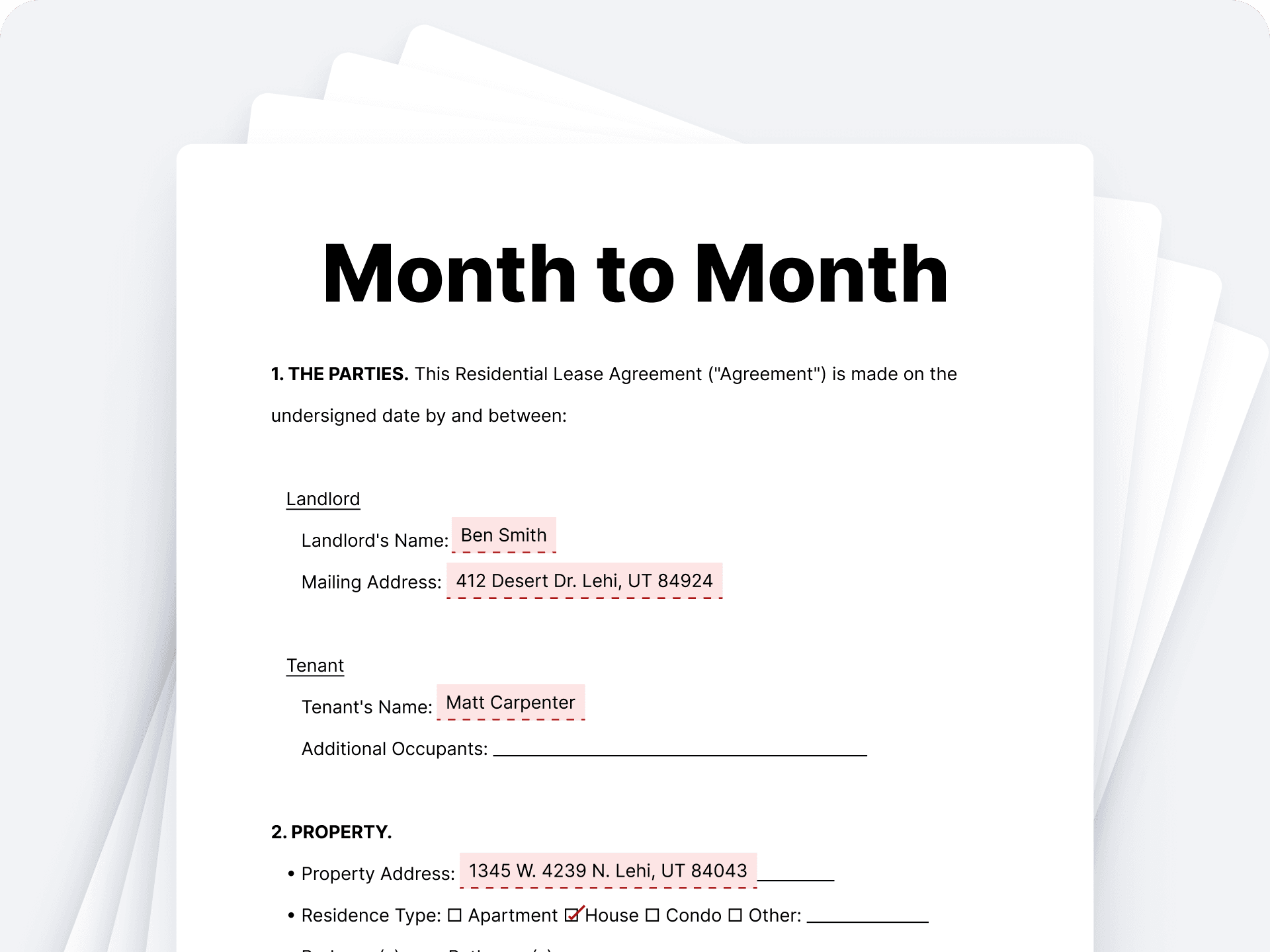 Month to Month Lease Agreement Month to Month Lease Agreement