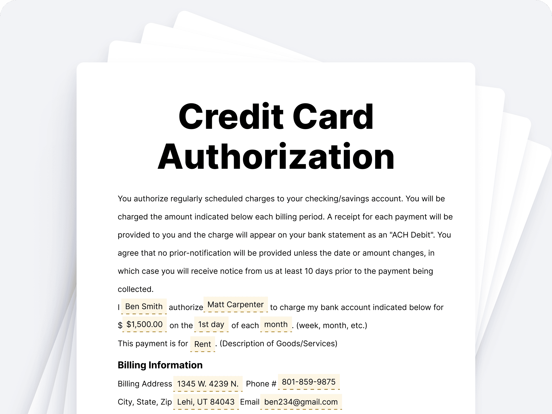 Credit Card Authorization Credit Card Authorization