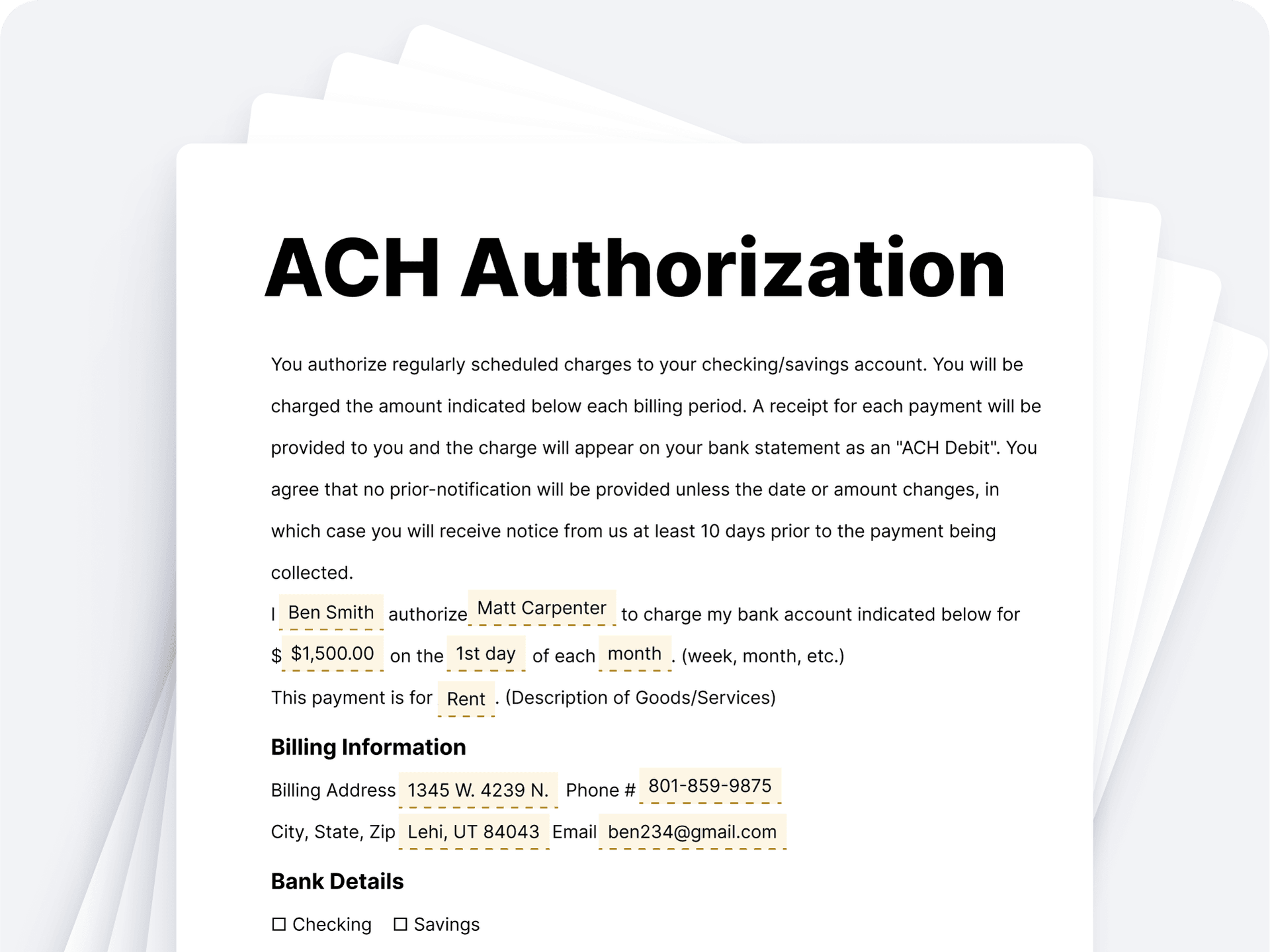ACH Authorization ACH Authorization