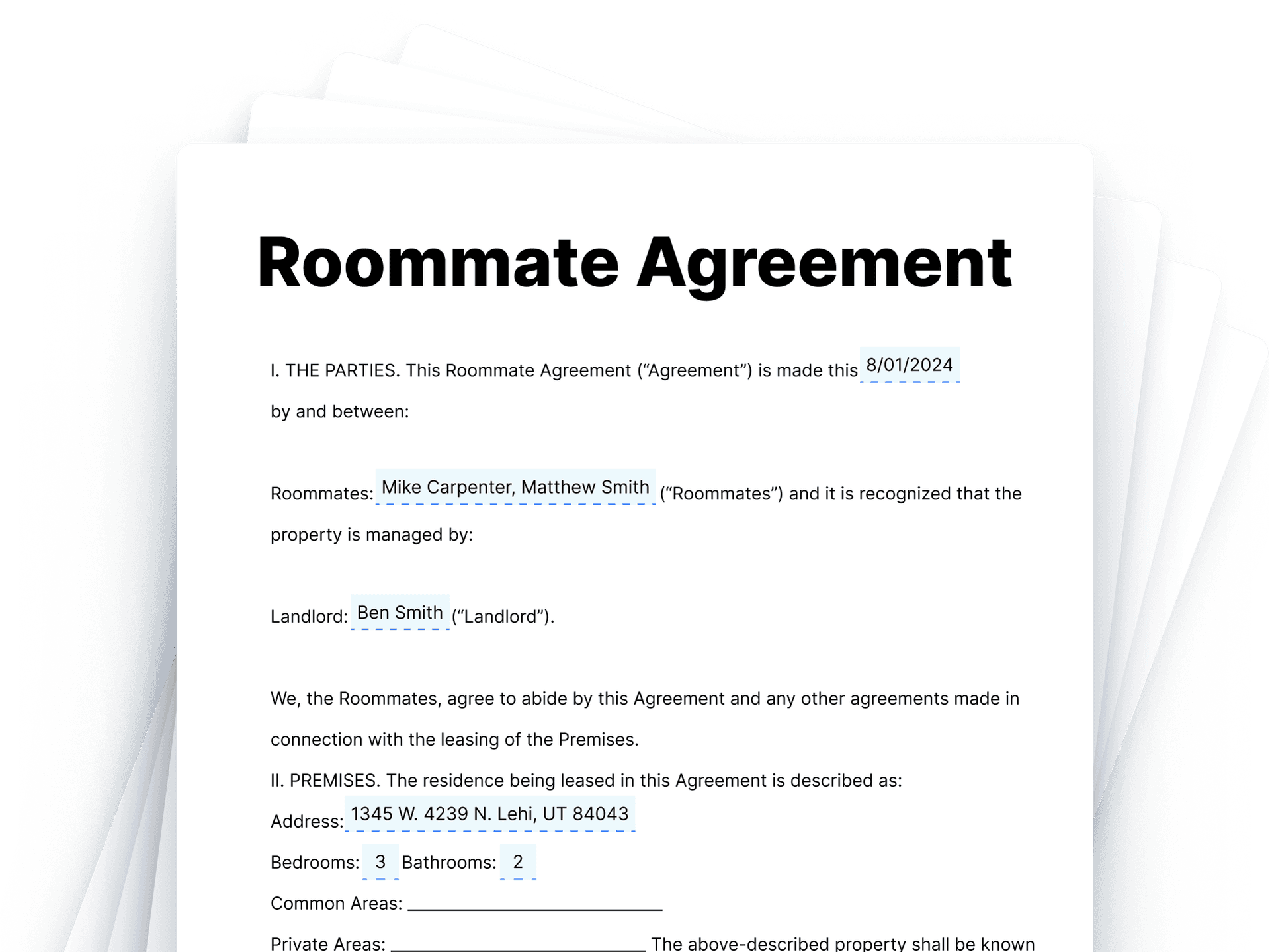 Roommate Agreement Roommate Agreement