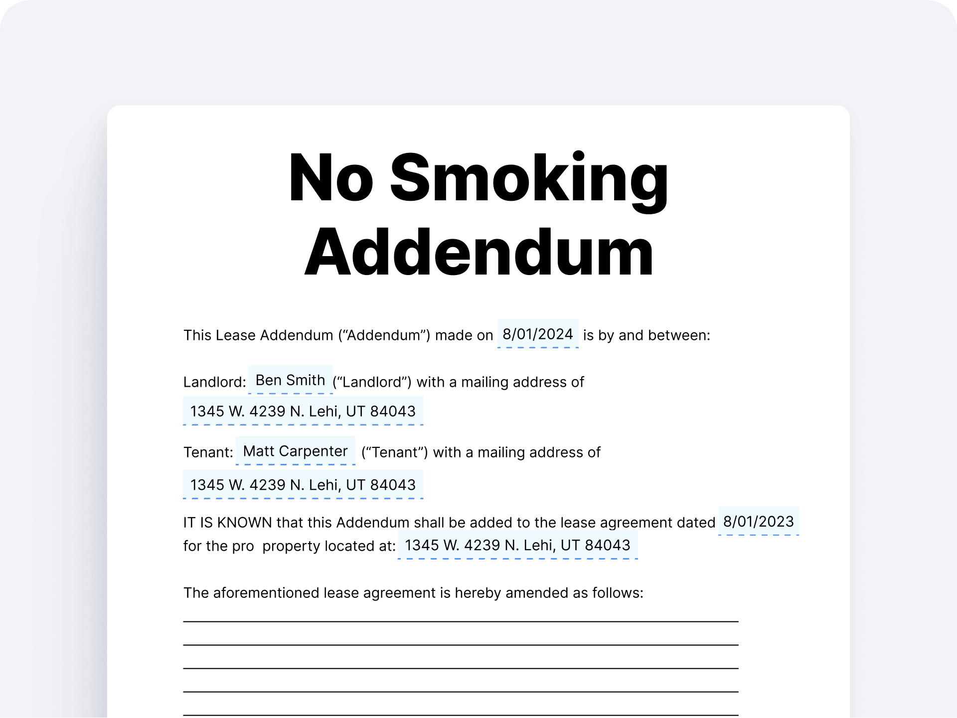 No Smoking Addendum No Smoking Addendum