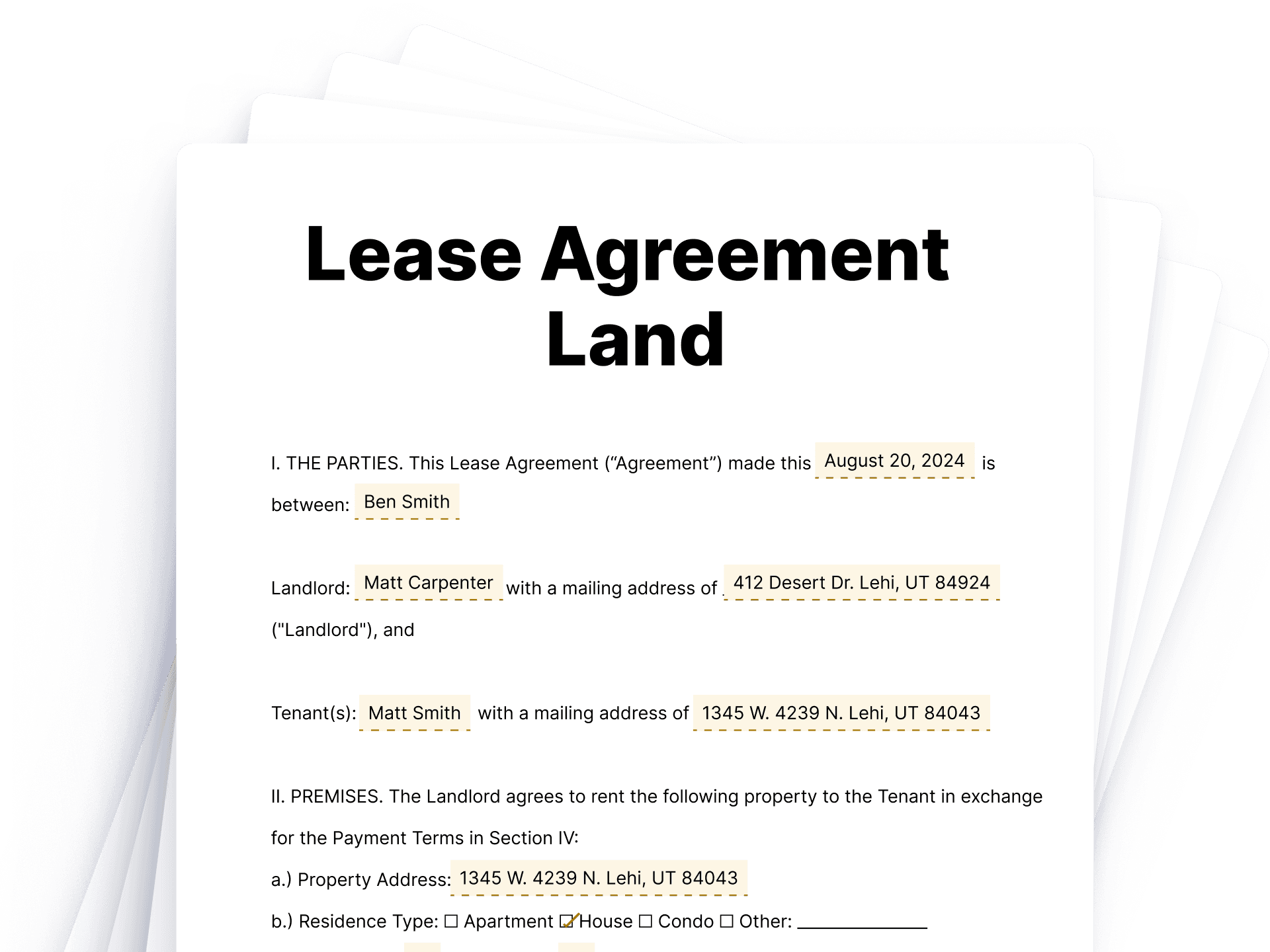 Lease Agreement Land Lease Agreement Land