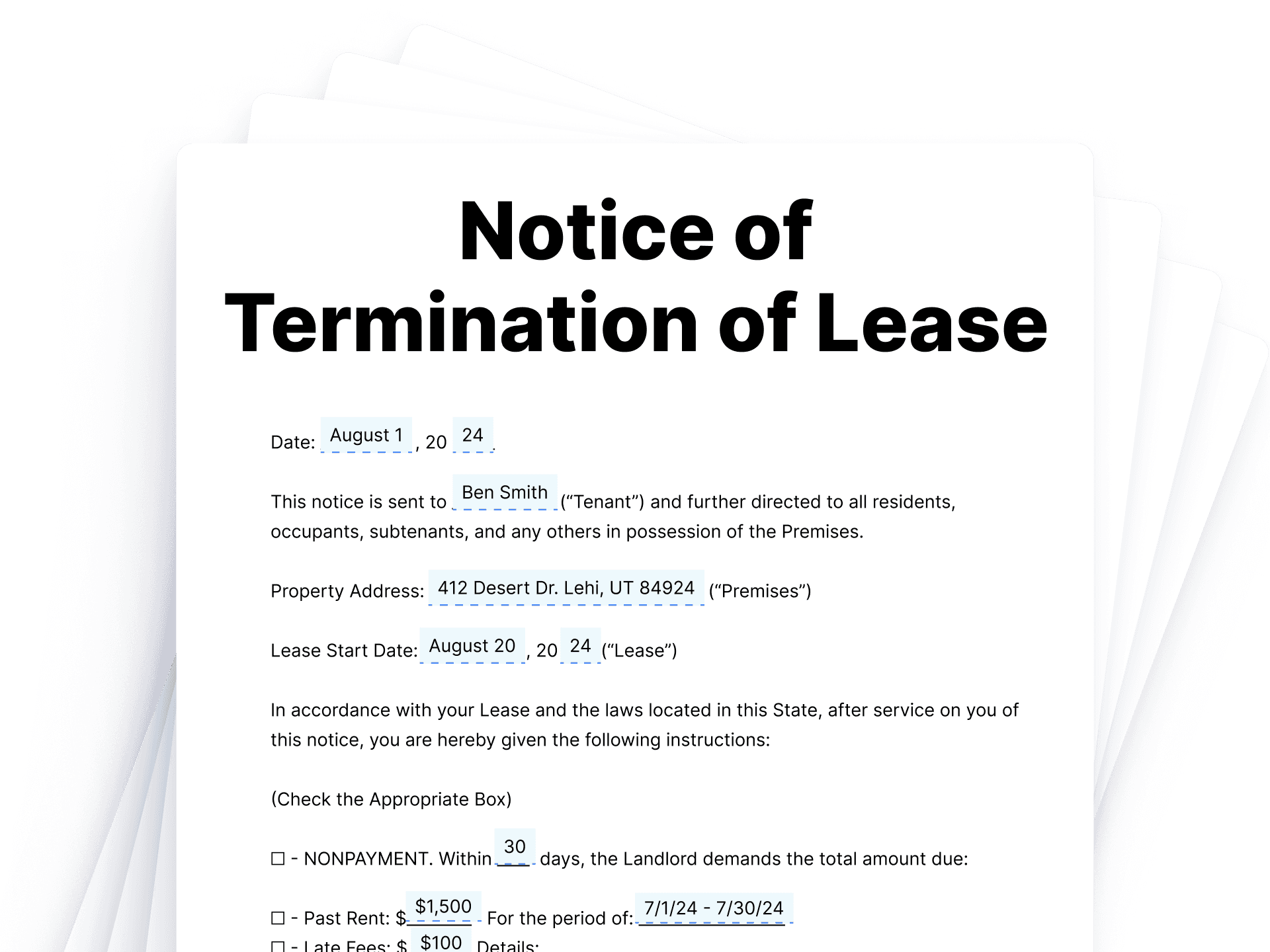 Notice of Termination of Lease Notice of Termination of Lease