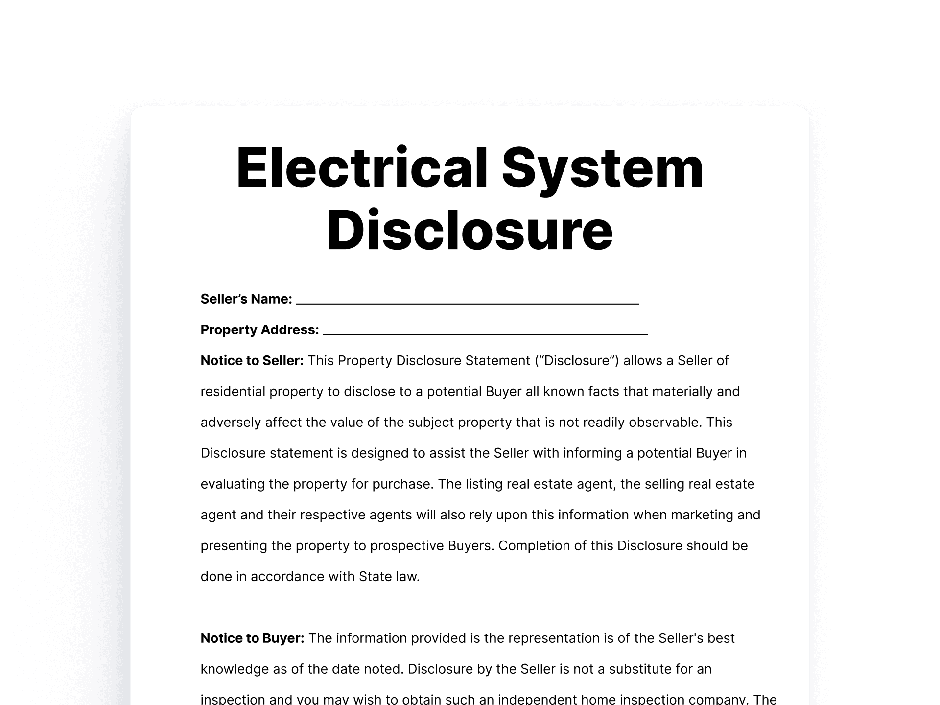 Electrical System Disclosure Electrical System Disclosure