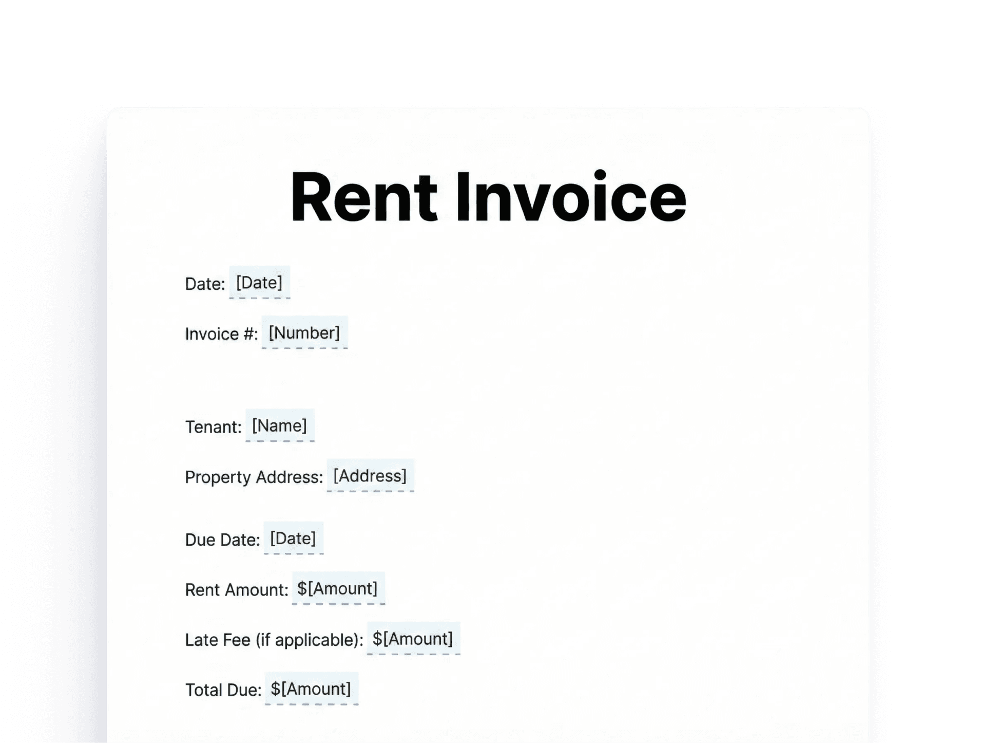 Rent Invoice Rent Invoice