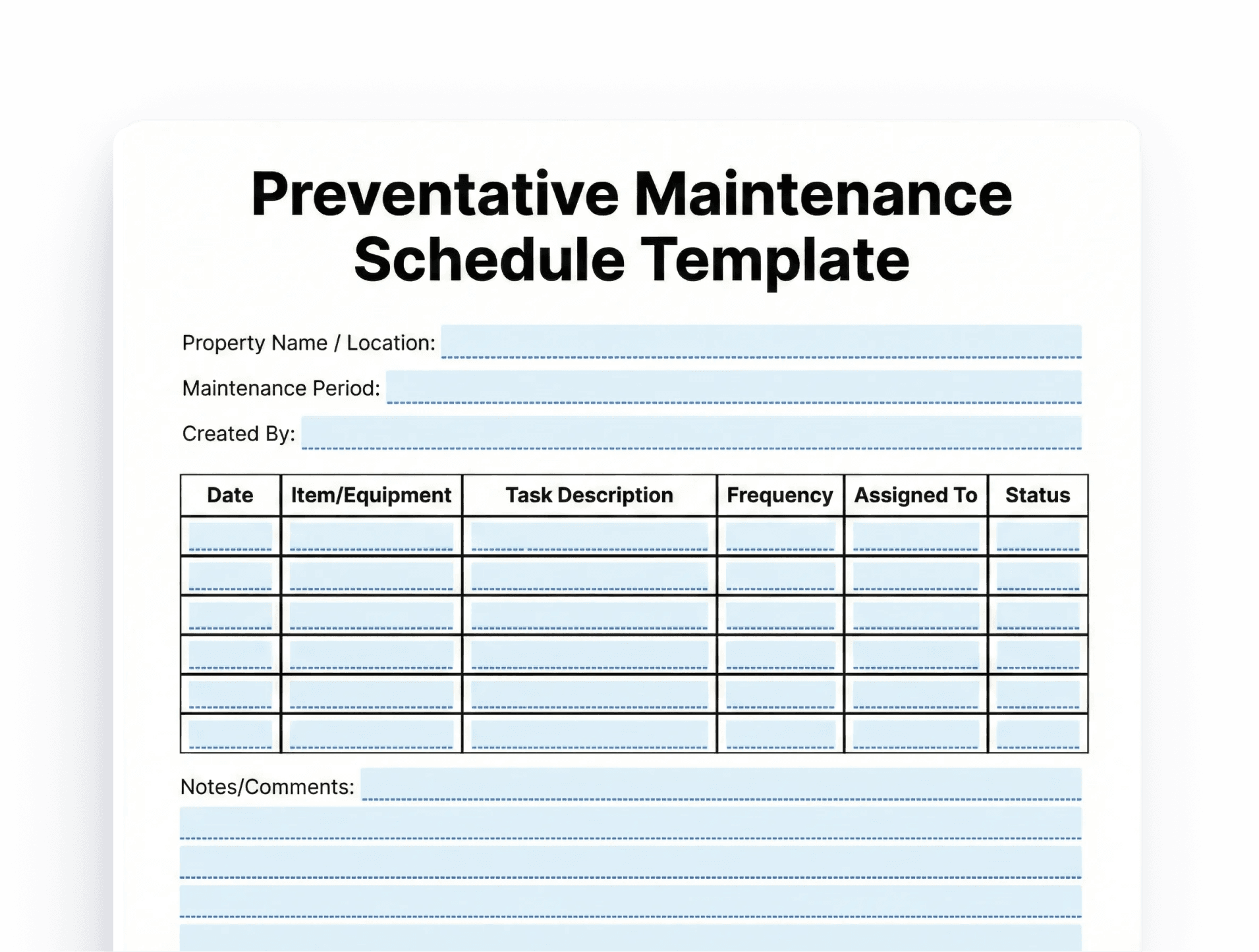 Preventative Maintenance Schedule Template Preventative Maintenance Schedule Template