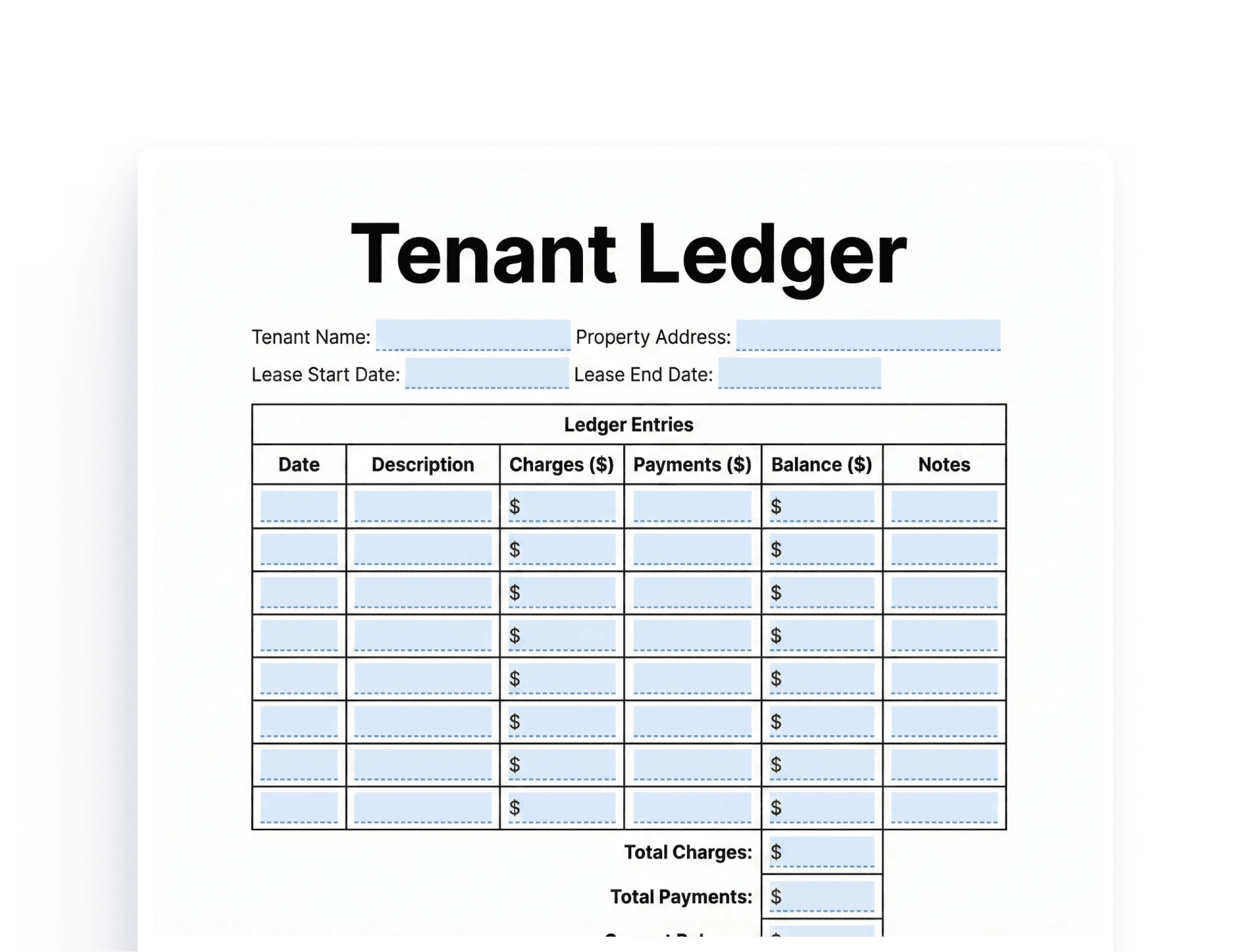 Tenant Ledger Tenant Ledger