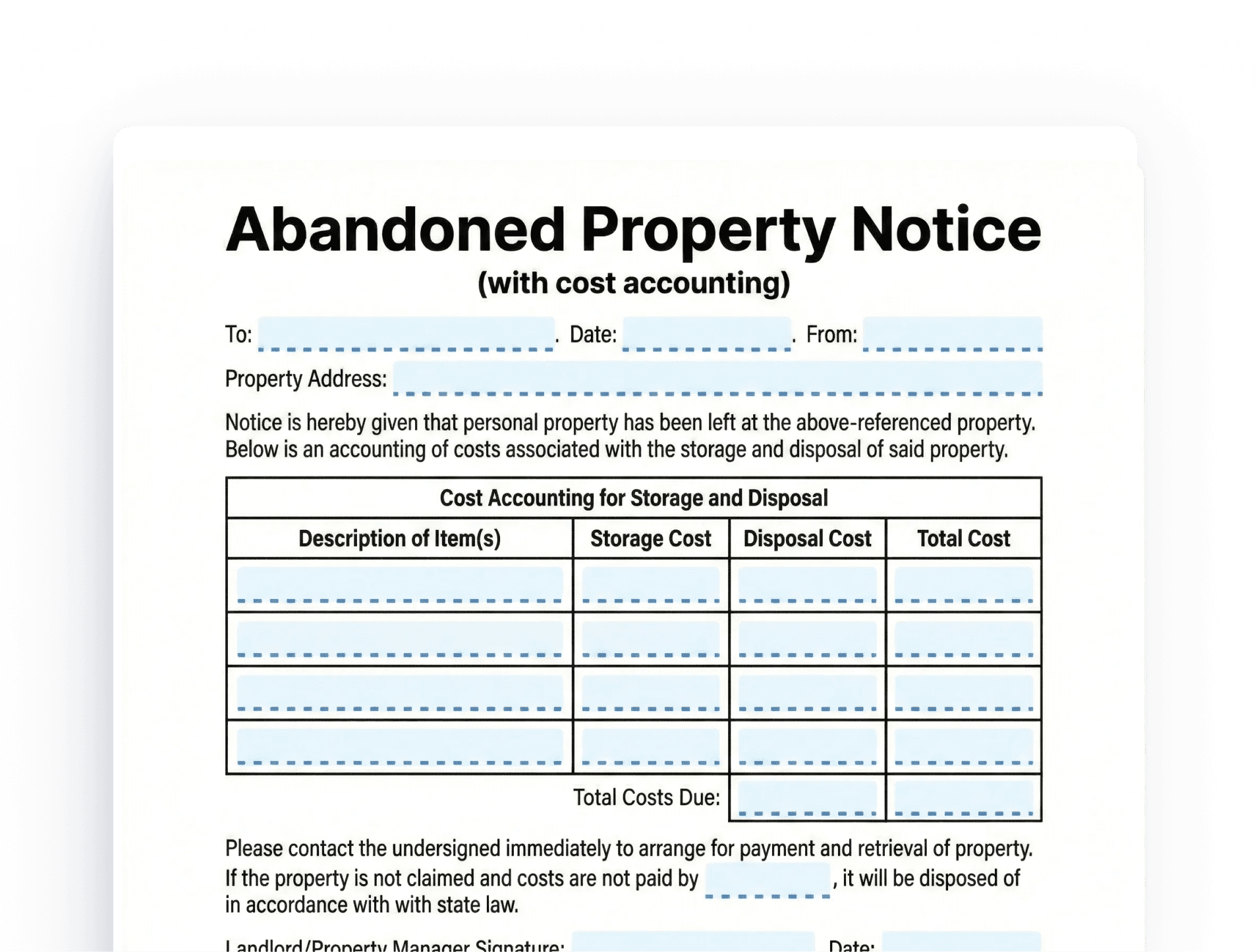 abandoned property notice abandoned property notice