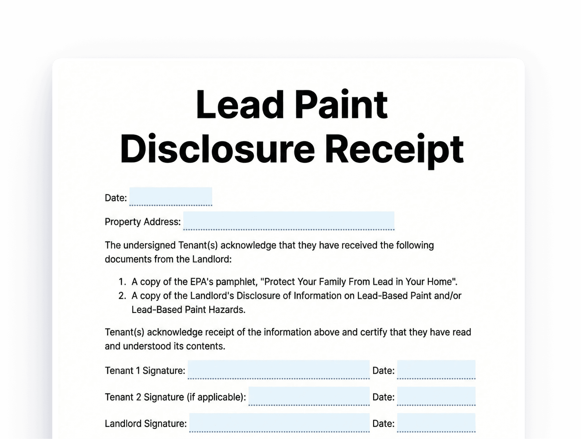 Lead Paint Disclosure Receipt Lead Paint Disclosure Receipt