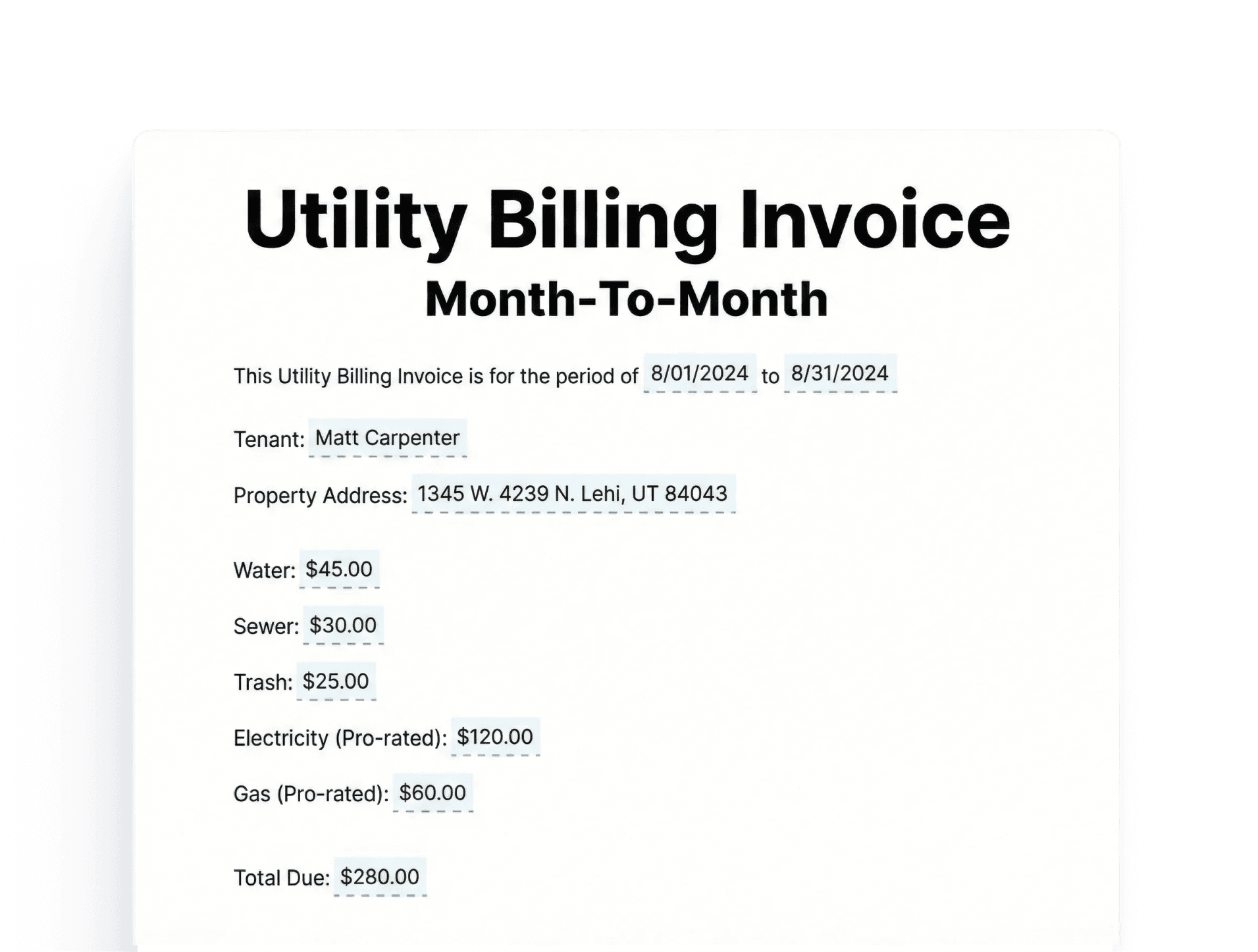 Utility Billing Invoice Utility Billing Invoice