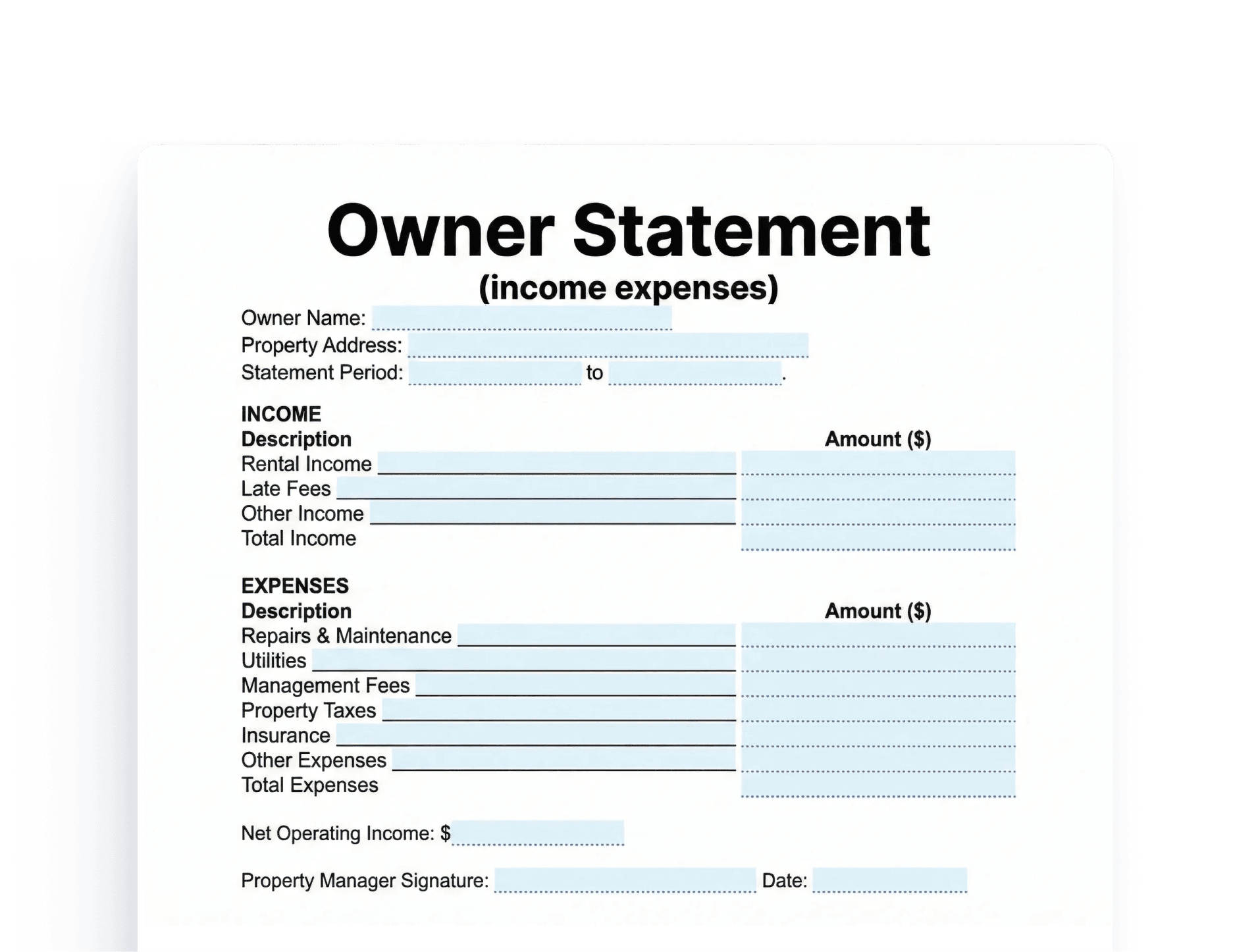 Owner Statement Owner Statement