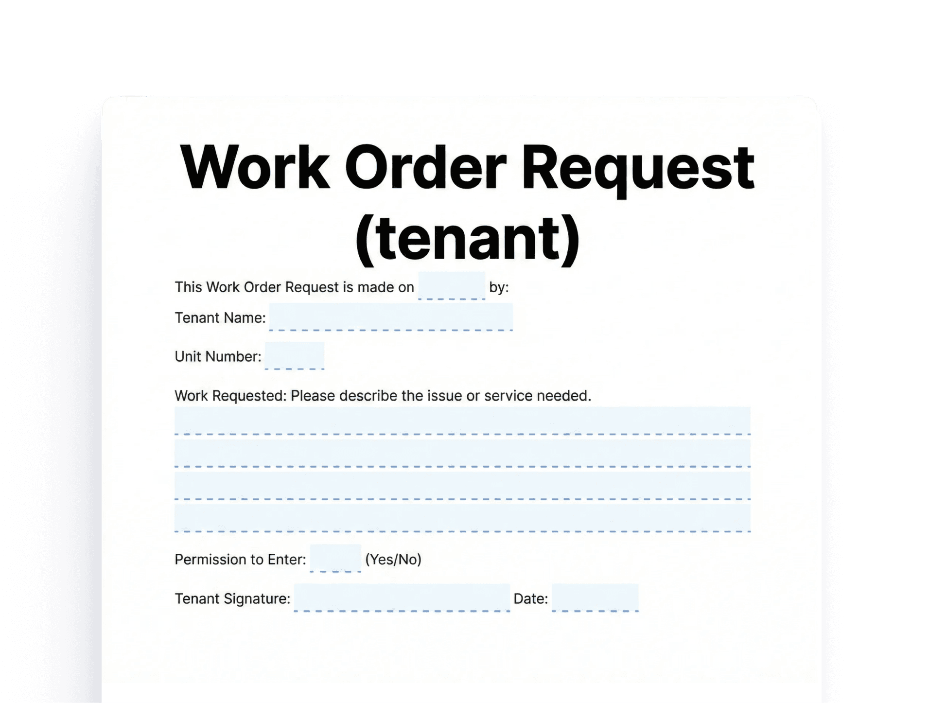 work order request (tenant Work Order Request