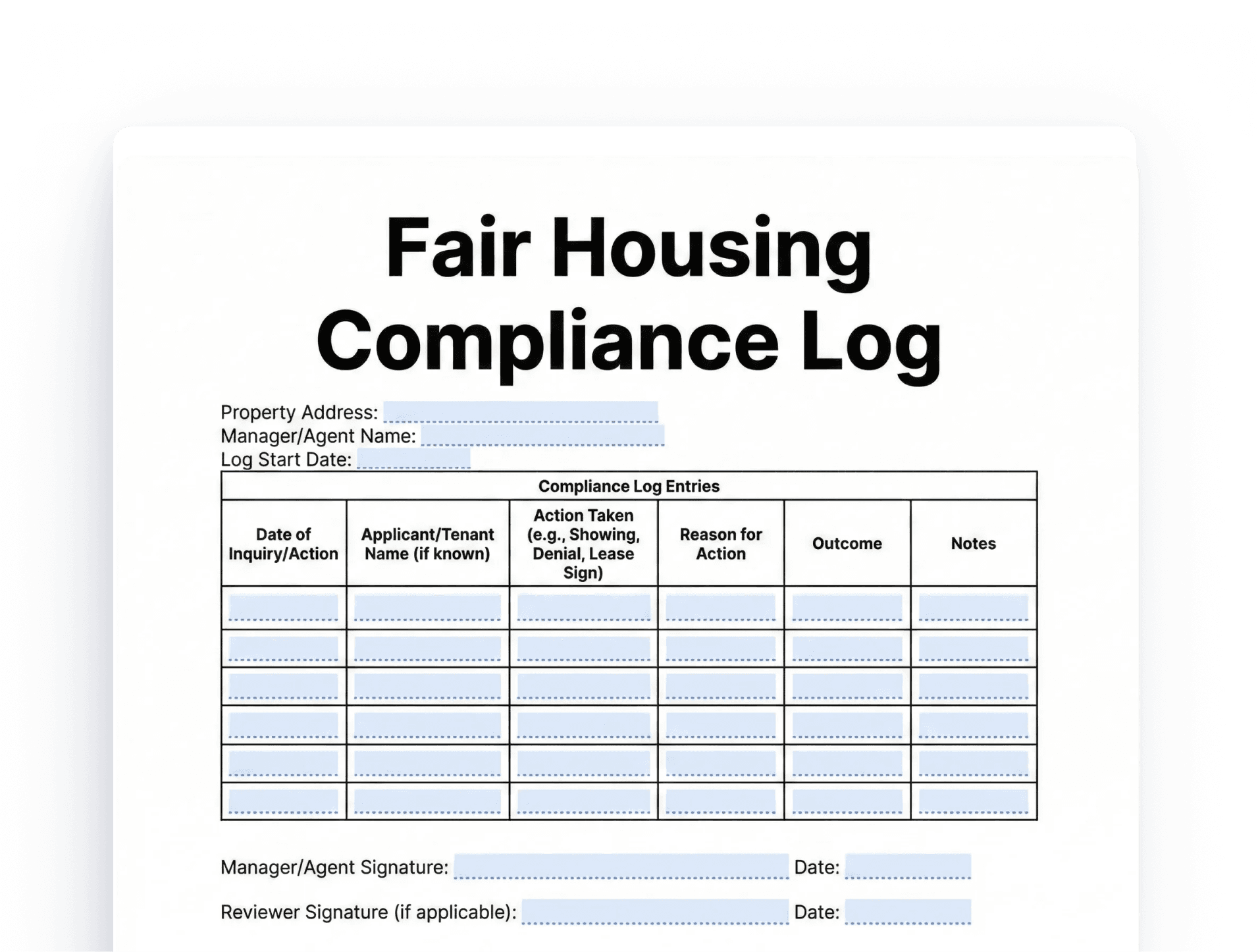 fair housing compliance log fair housing compliance log