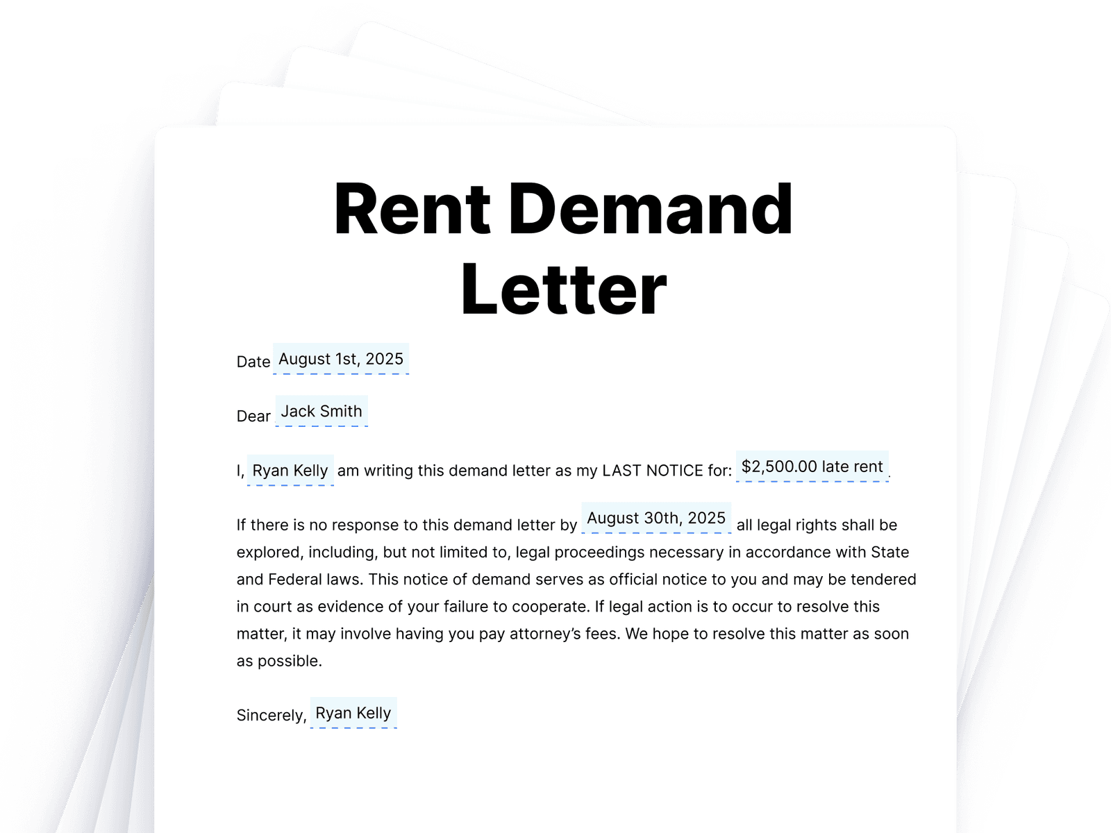 Formal Rent Letter Free Rent Demand Letter Template (PDF, Word, Google Doc) | RocketRent