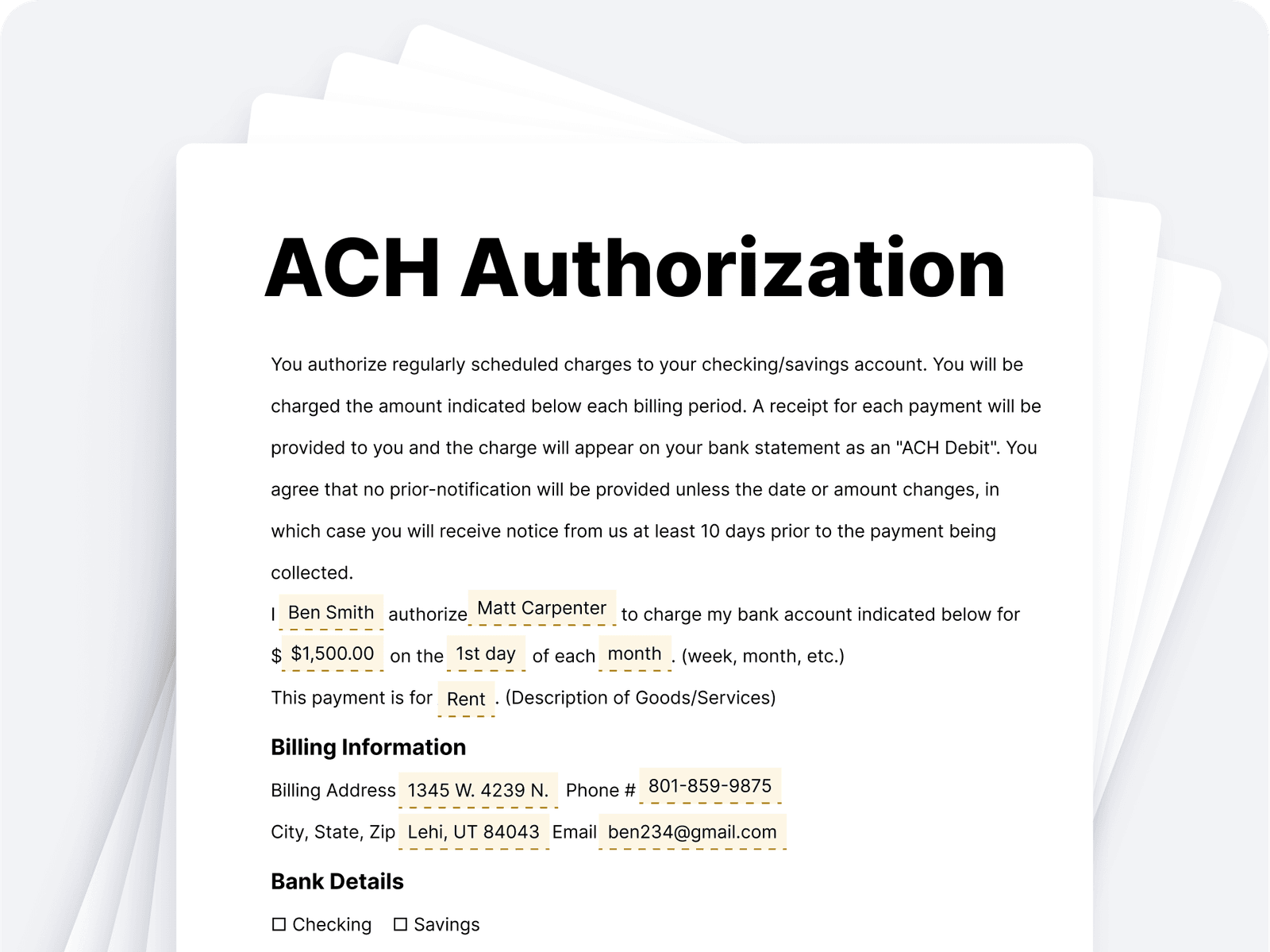 Free Ach Authorization Form Template (PDF, Word, Google Doc) | RocketRent
