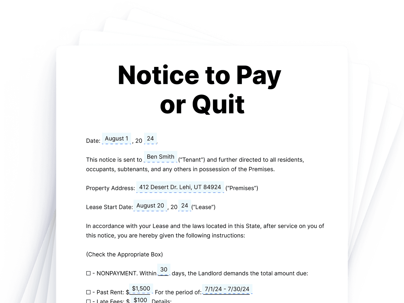 Free Notice To Pay Or Quit Eviction Notice Template (PDF, Word, Google