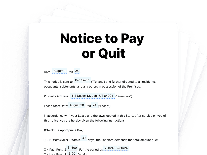 Valid Pay Less Notice Example Free Notice To Pay Or Quit Eviction Notice Template (PDF, Word, Google ...