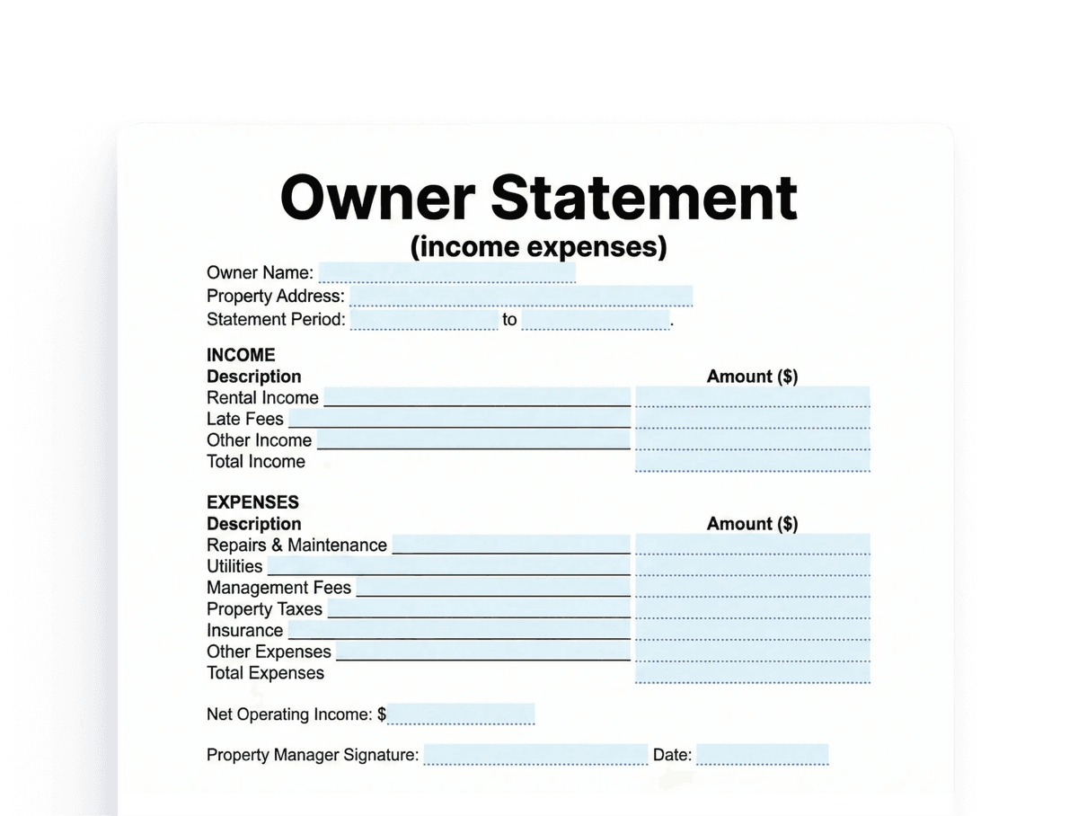Free Owner Statement Financial Template (PDF, Word, Google Doc ...