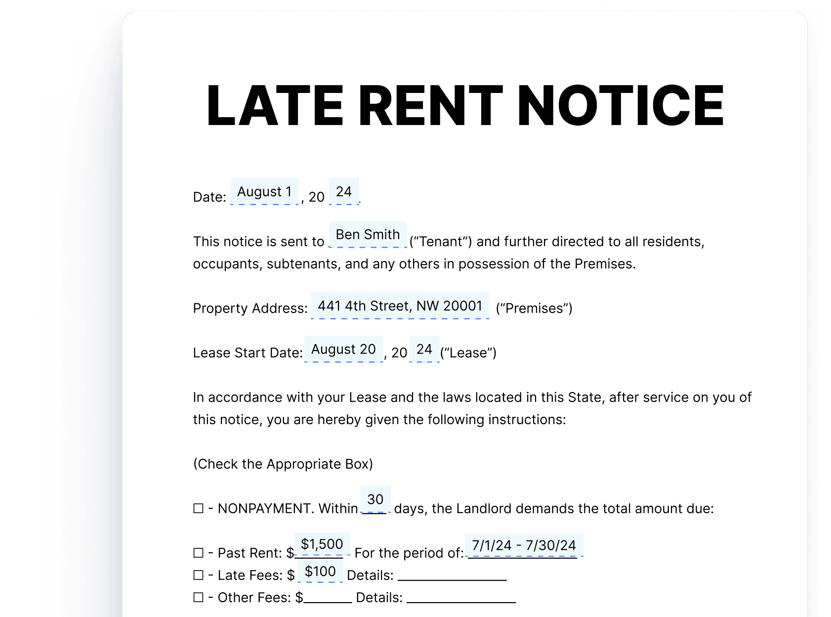 Late Rent Notes Free Late Rent Notice Templates (PDF & Word) | RocketRent
