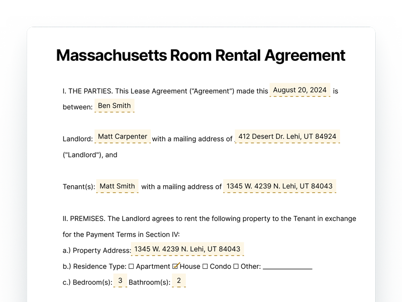 Iowa Room Rental Agreement Template Document Massachusetts Room Rental Agreement