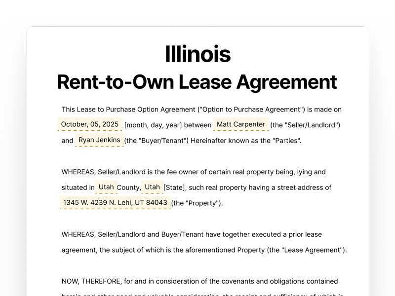 Illinois Rent-to-Own Lease Agreement Template Illinois Rent-to-Own Lease Agreement