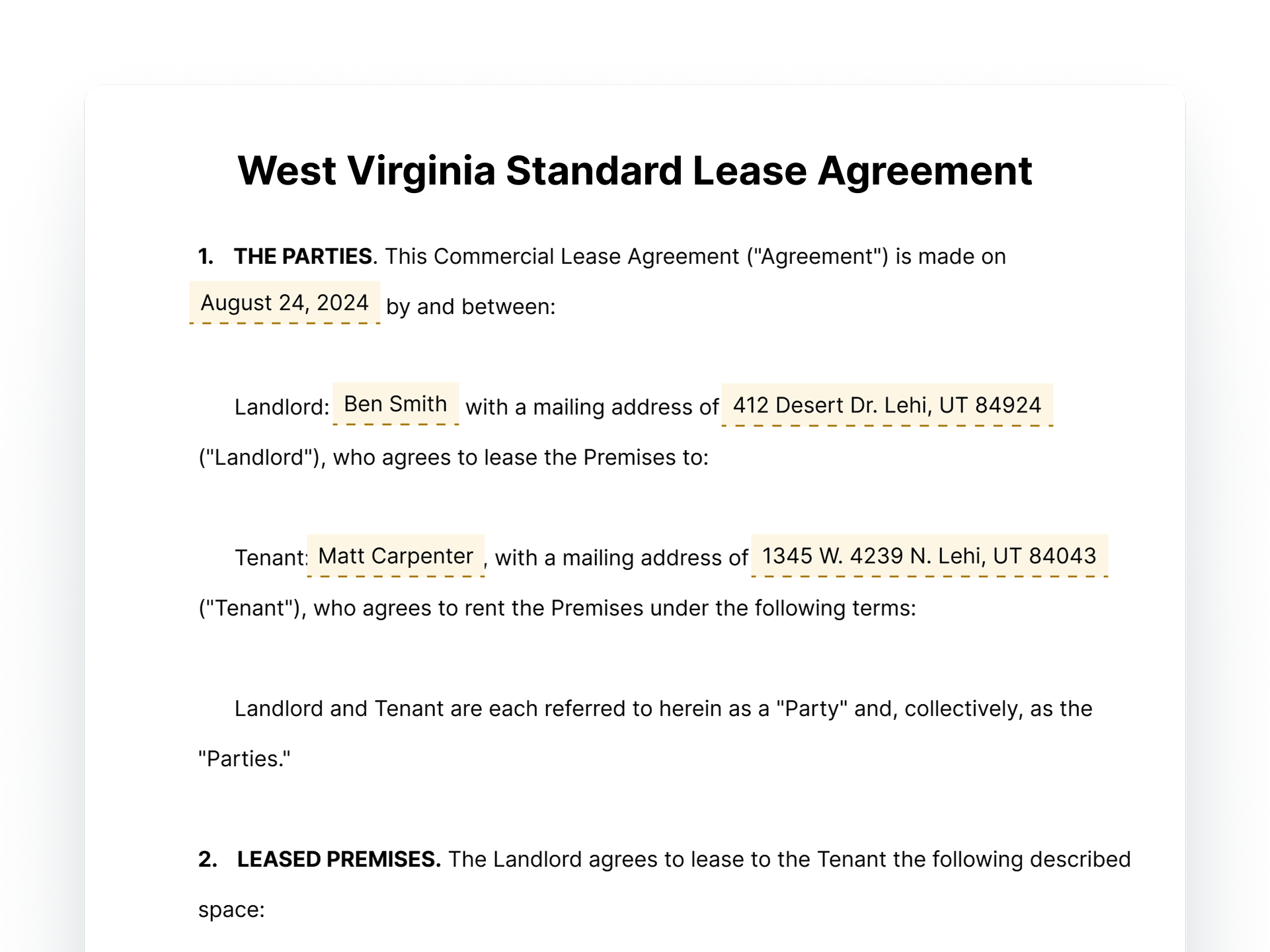 West Virginia Standard Lease Agreement Template West Virginia Standard Lease Agreement