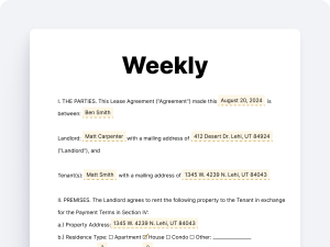 Weekly Lease Agreement