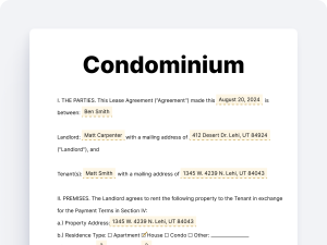 Condominium Lease Agreement