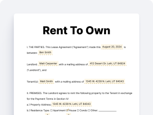 Rent to Own Lease Agreements