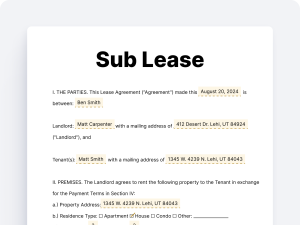 Sub Lease Agreement