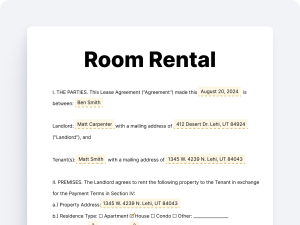 Room Rental Lease Agreement