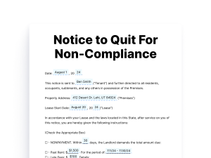 Notice to Quit For Non-Compliance