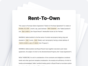 Rent to Own Lease Agreements