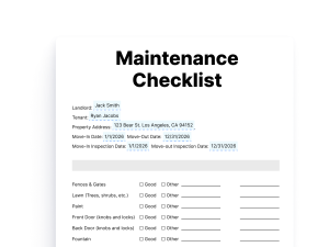 Maintenance Checklist