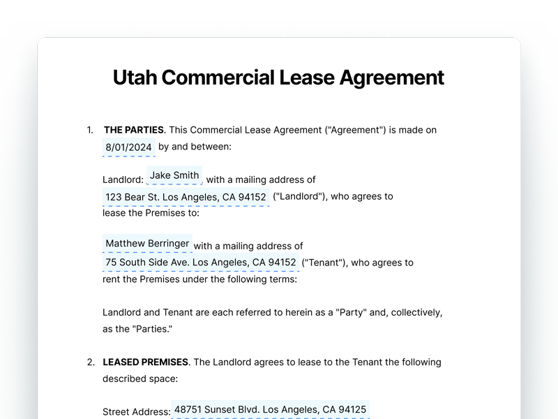 Utah Commercial Lease Agreement Template Utah Commercial Lease Agreement
