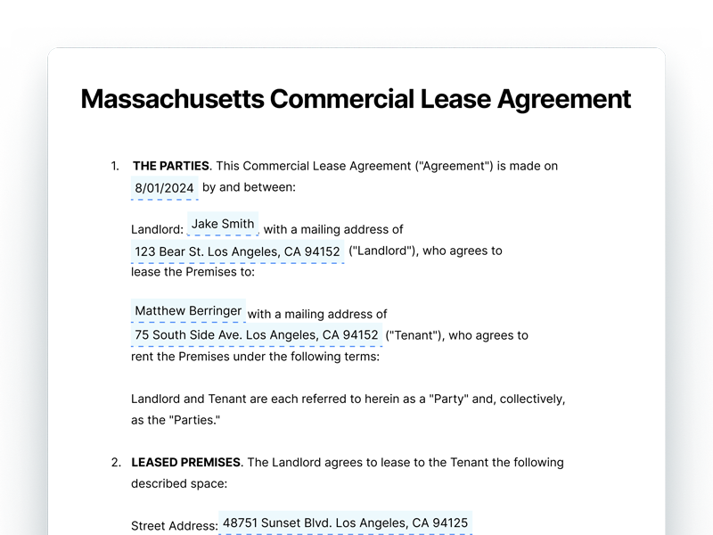 Massachusetts Commercial Lease Agreement Template Massachusetts Commercial Lease Agreement