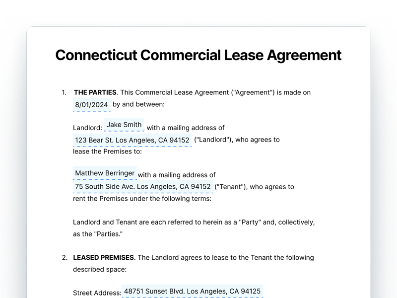 Connecticut Commercial Lease Agreement Template Connecticut Commercial Lease Agreement