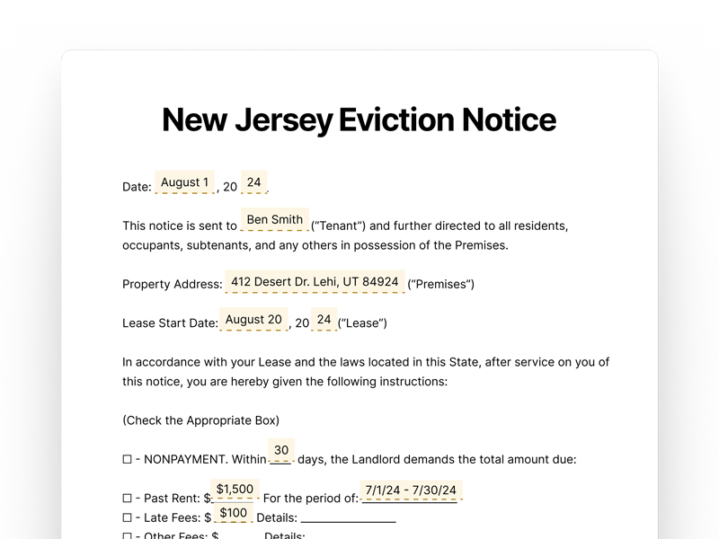 Free New Jersey Eviction Notice Template (PDF, Word, Google Doc