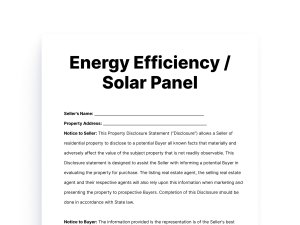 Energy Efficiency / Solar Panel Disclosure