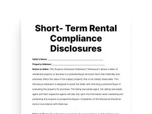 Short- Term Rental Compliance Disclosures