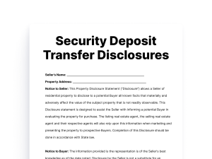Security Deposit Transfer Disclosures