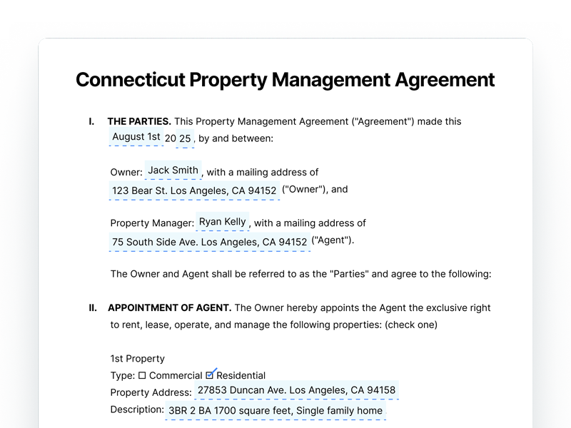 Connecticut Property Management Agreement Template Connecticut Property Management Agreement