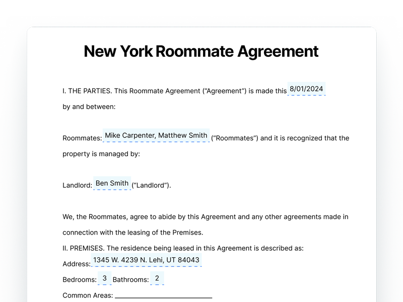 New York Roommate Agreement Template New York Roommate Agreement