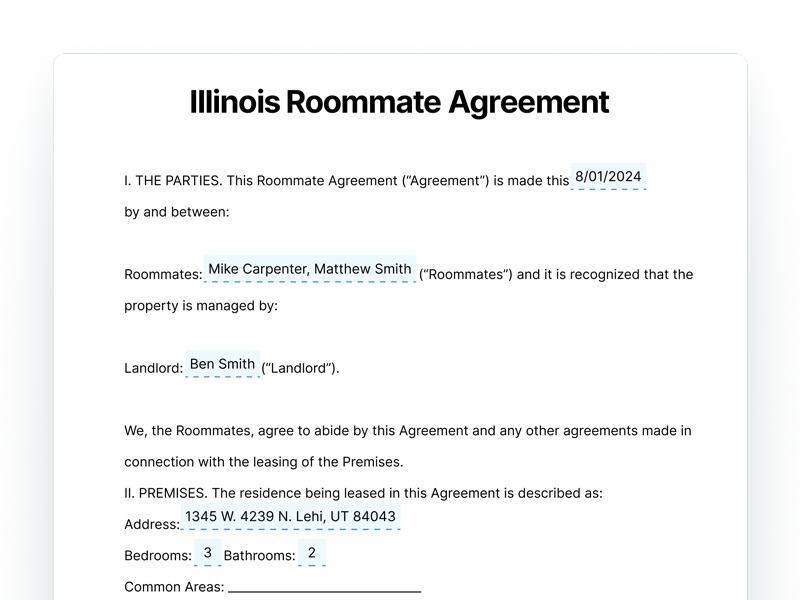 Illinois Roommate Agreement Template Document Illinois Roommate Agreement