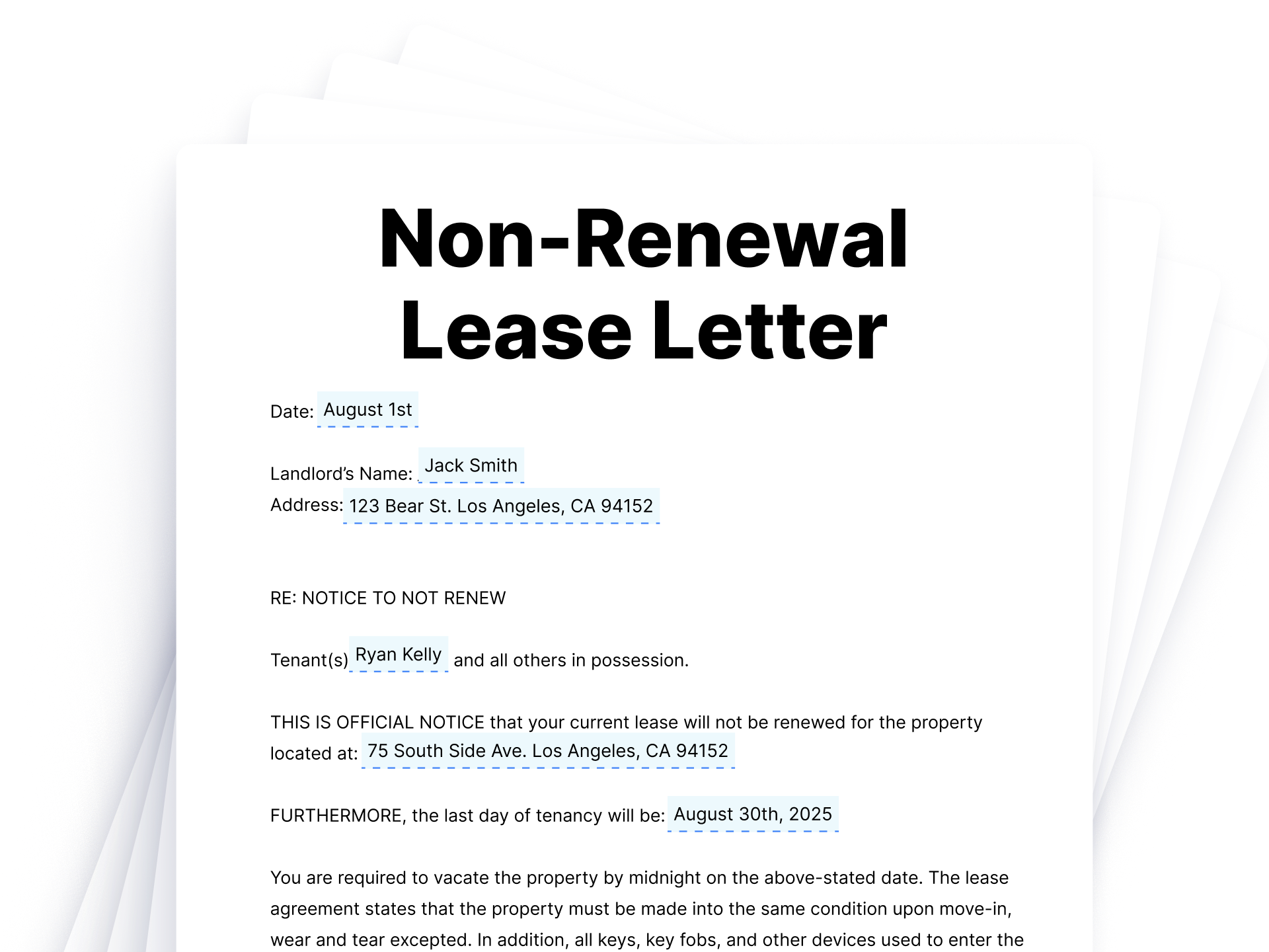 Non-Renewal Lease Letter Non-Renewal Lease Letter