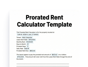 Prorated Rent Calculator Template